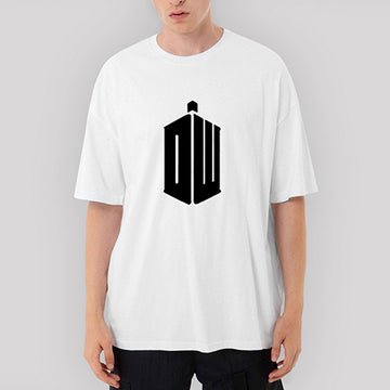 Doctor Who Logo Oversize Beyaz Tişört