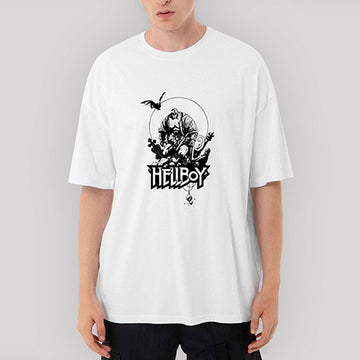 HellBoy Hunter Oversize Beyaz Tişört