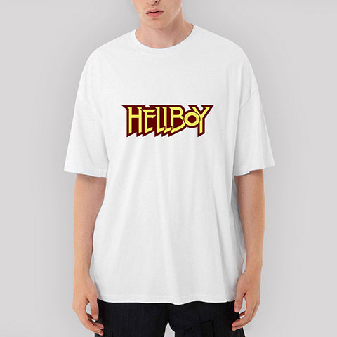 HellBoy Logo Oversize Beyaz Tişört