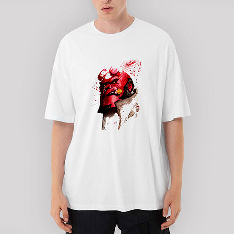 HellBoy Splash Oversize Beyaz Tişört
