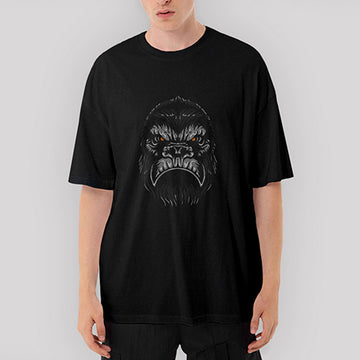 Gorilla Face Oversize Siyah Tişört