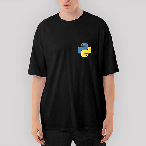 Python Yazılımcı Oversize Siyah Tişört