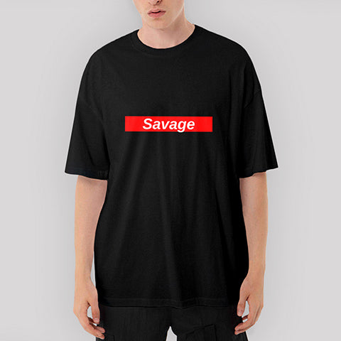 21 Savage Red Oversize Siyah Tişört