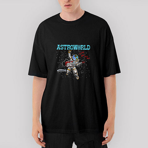 Travis Scott 2019 Space Oversize Siyah Tişört
