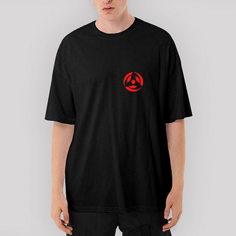 Naruto Cep Logo Oversize Siyah Tişört