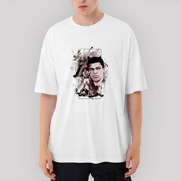 Muhammed Ali in Hearth Oversize Beyaz Tişört