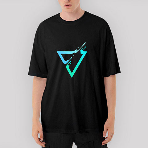 Triangle Logo Oversize Siyah Tişört