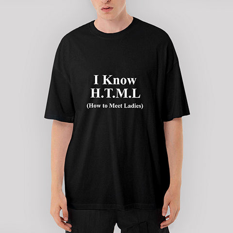 HTML Oversize Siyah Tişört