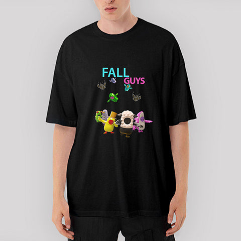 Fall Guys is Falling Oversize Siyah Tişört