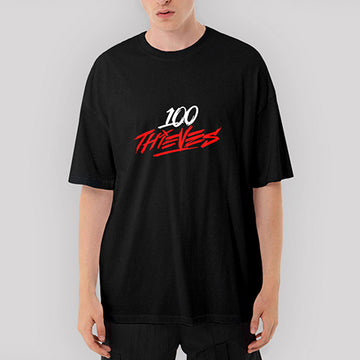 100 Thieves Splash Oversize Siyah Tişört