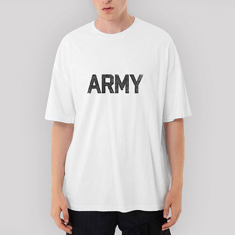 Army Oversize Beyaz Tişört