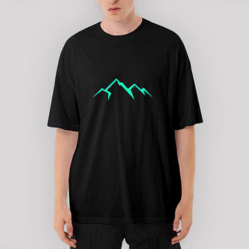 Mountains Oversize Siyah Tişört