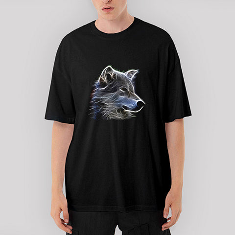 Aura Wolf Oversize Siyah Tişört