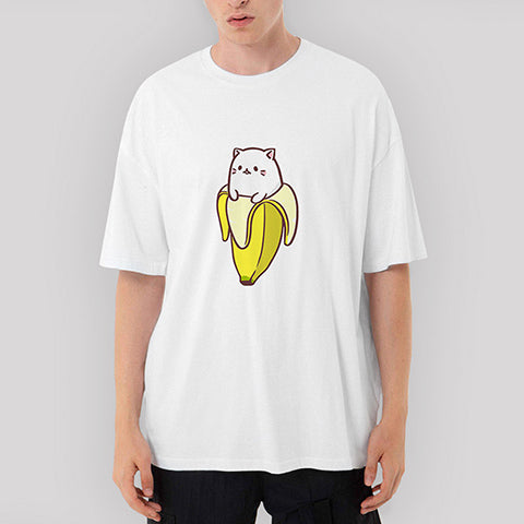 Anime Banana Oversize Beyaz Tişört
