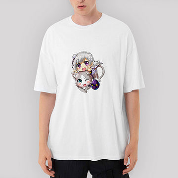 Re Zero Emilia and Pack Oversize Beyaz Tişört