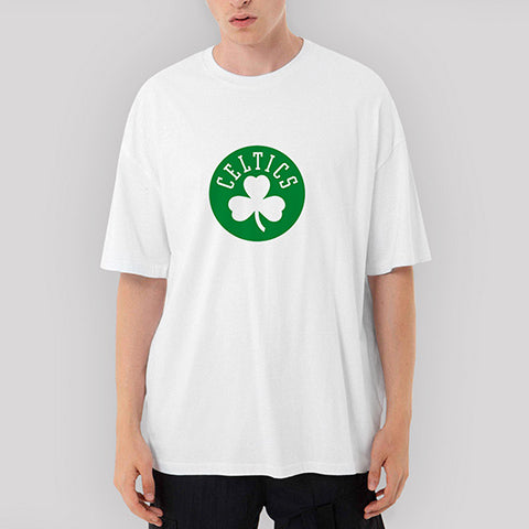 Boston Celtics Yonca Logo Oversize Beyaz Tişört