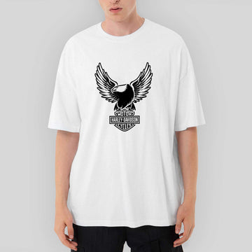 Harley Davidson Eagle Oversize Beyaz Tişört