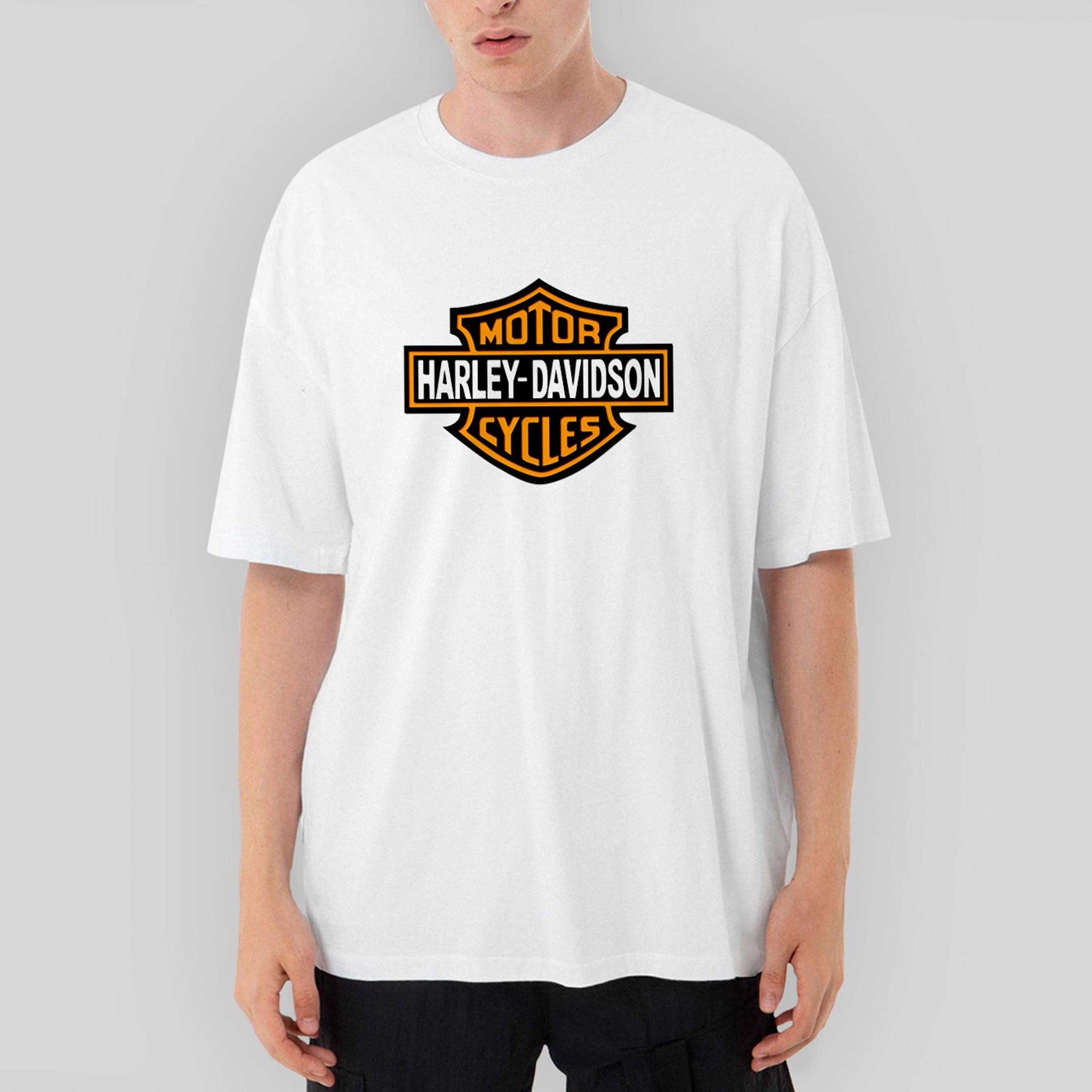 Harley Davidson Logo Oversize Beyaz Tişört