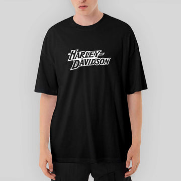 Harley Davidson Logo 3 Oversize Siyah Tişört
