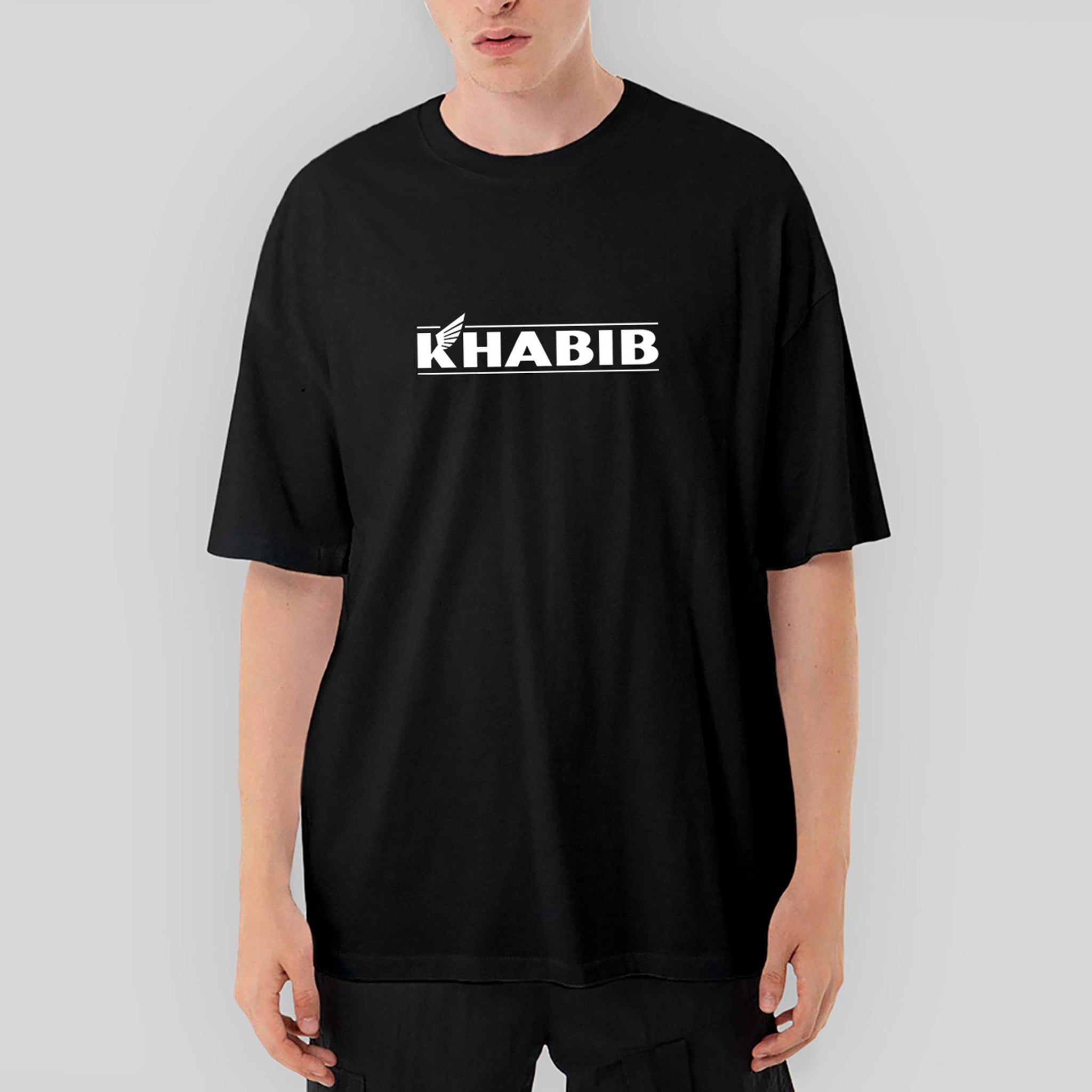 Khabib Logotype Oversize Siyah Tişört