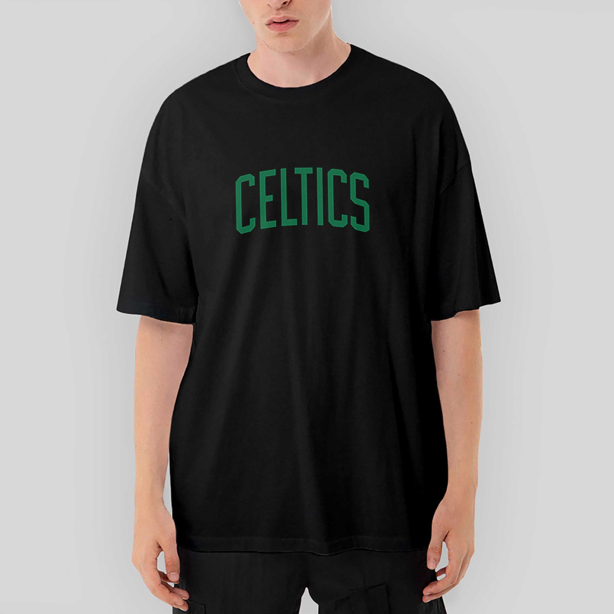Boston Celtics Yazı Oversize Siyah Tişört