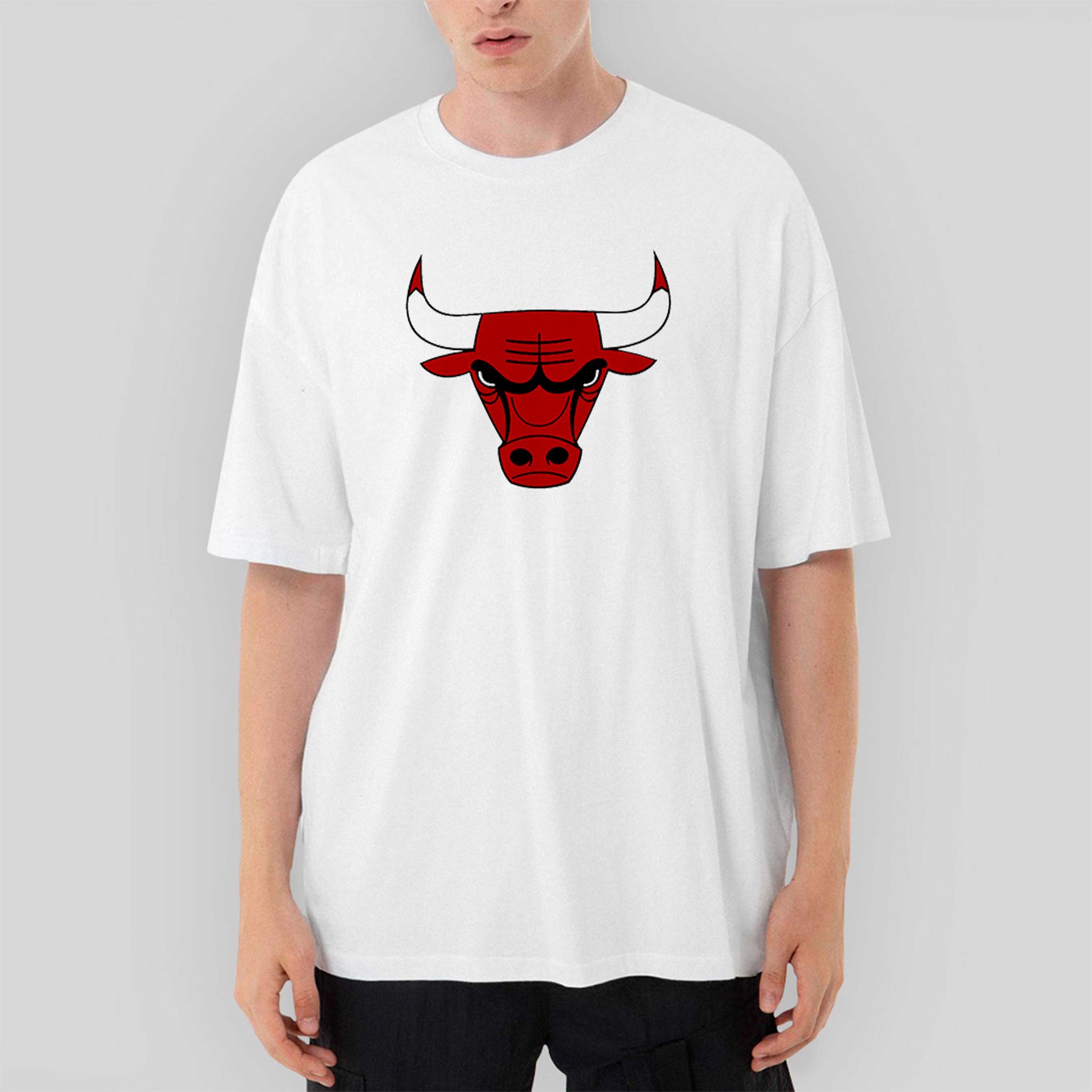 Chicago Bulls Logo Oversize Beyaz Tişört