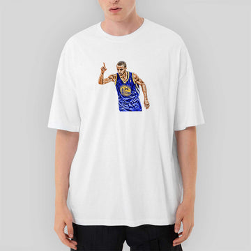 Stephen Curry 30 Warriors Oversize Beyaz Tişört