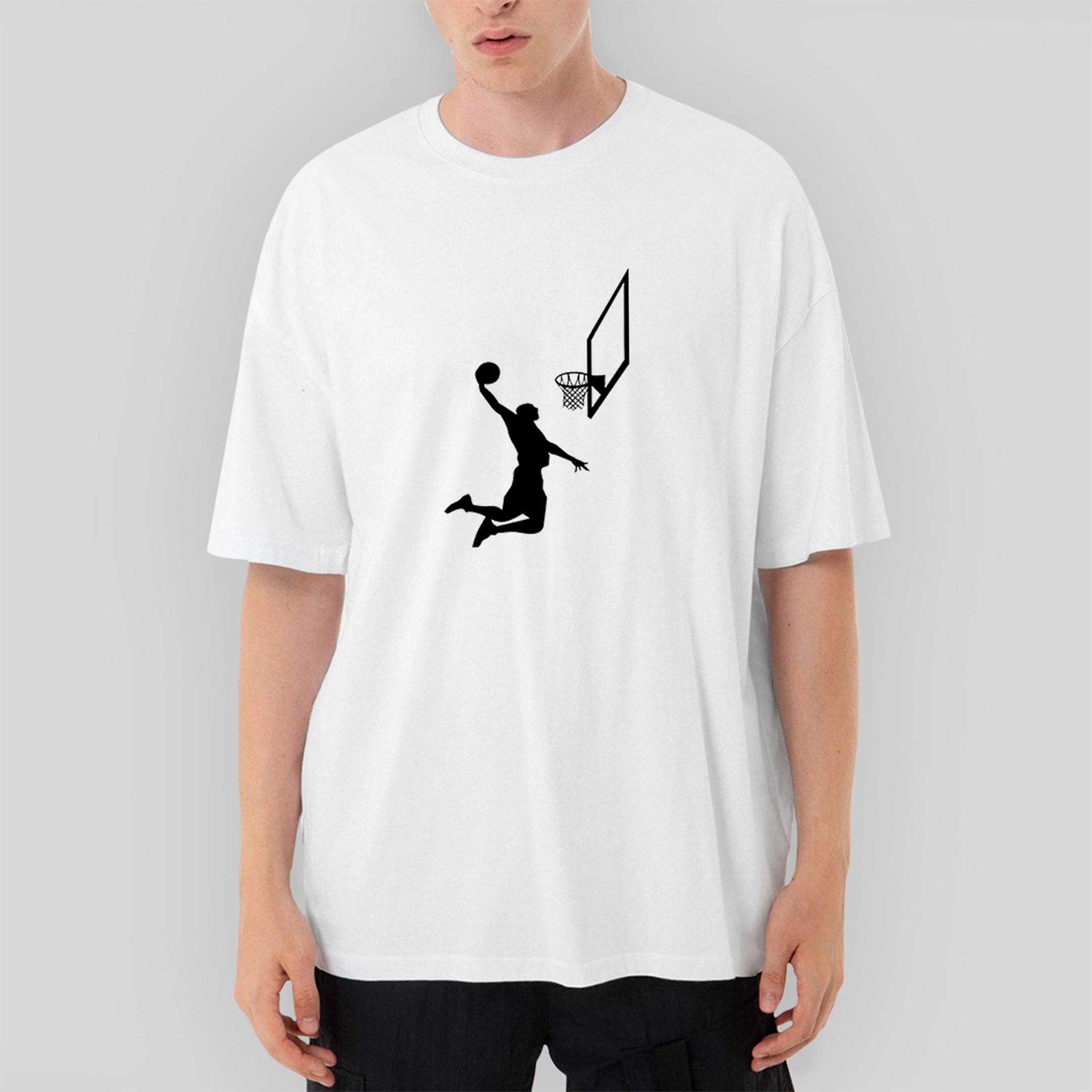 Basketball Smack Silhouette Oversize Beyaz Tişört