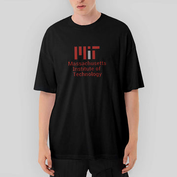 Massachusetts Institute Of Technology Logo Oversize Siyah Tişört