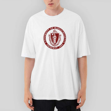 Massachusetts University logo Oversize Beyaz Tişört