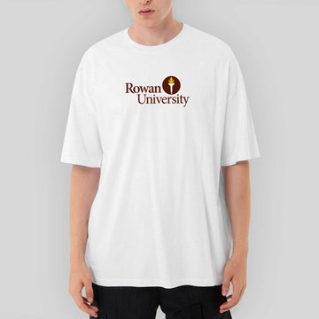 Rowan University Logo Text Oversize Beyaz Tişört