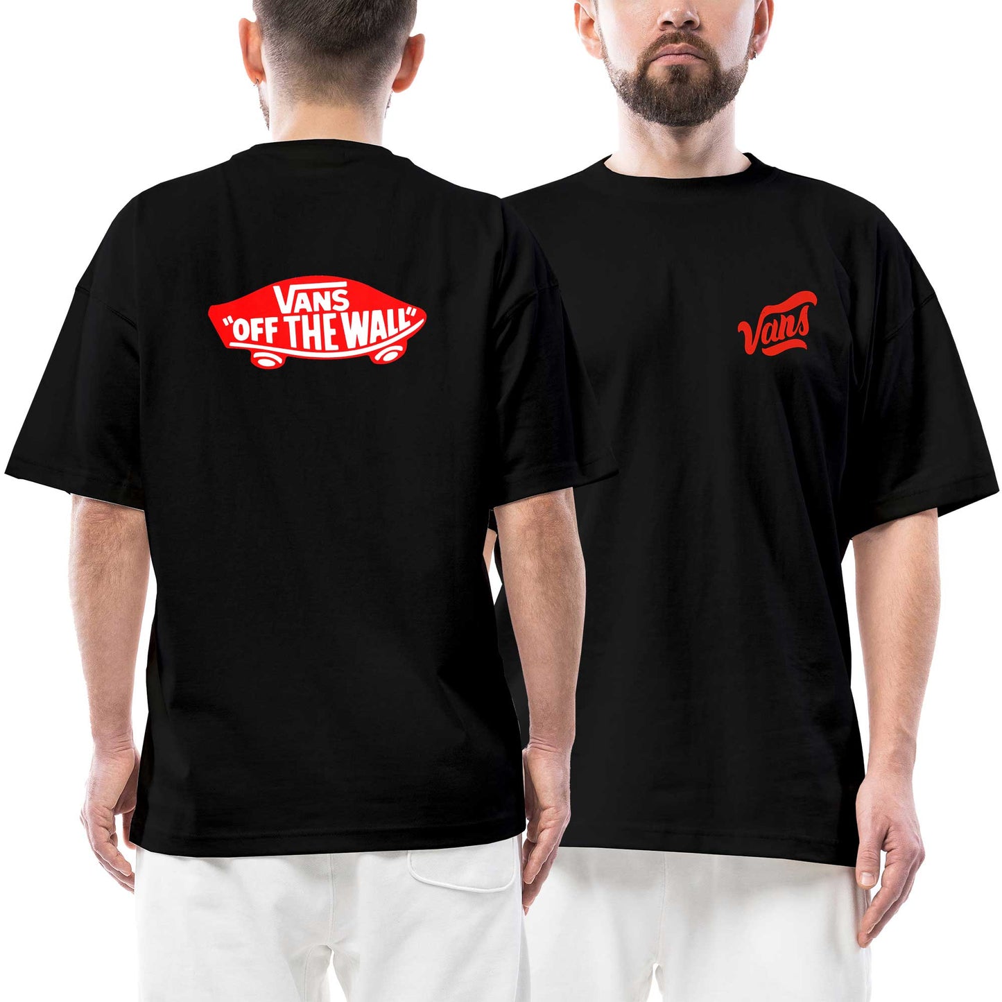 İndirimli Vans Skateboard Ön Arka Baskılı Siyah Oversize