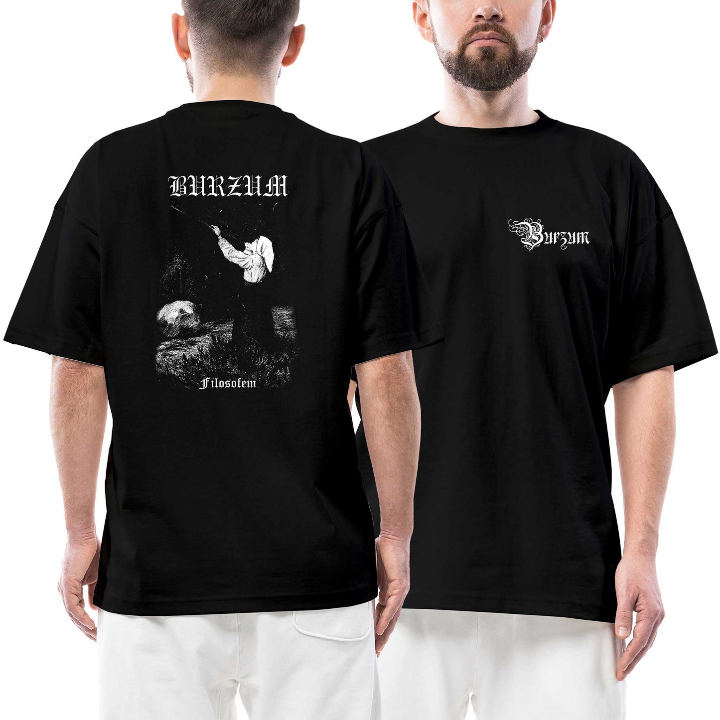 İndirimli Burzum Filosofem Ön Arka Baskılı Siyah Oversize Tişört