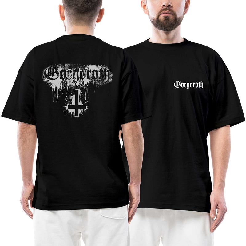 Gorgoroth Amblem Ön Arka Baskılı Siyah siyah oversize tişört