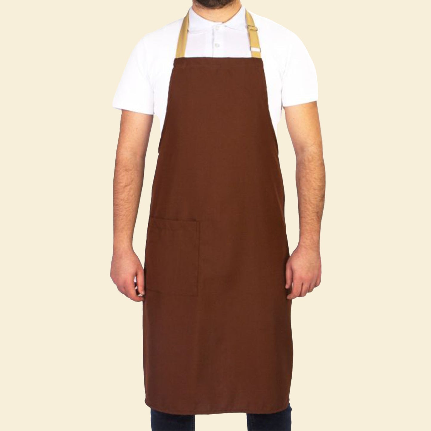 Mutfak Önlüğü Ayarlanabilir Kahverengi Renk Krem Boyun Askısı