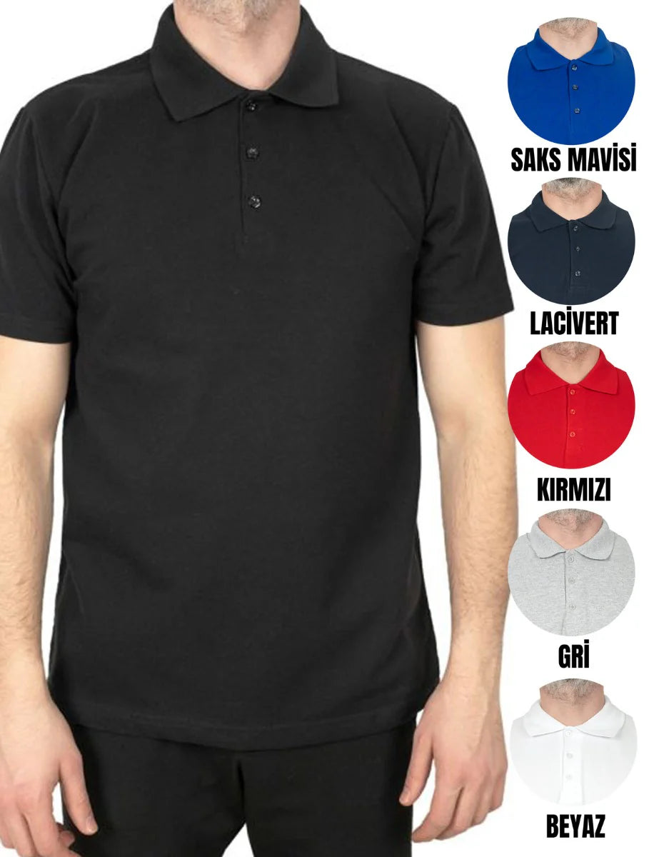 Polo Yaka Tişört Siyah Renk