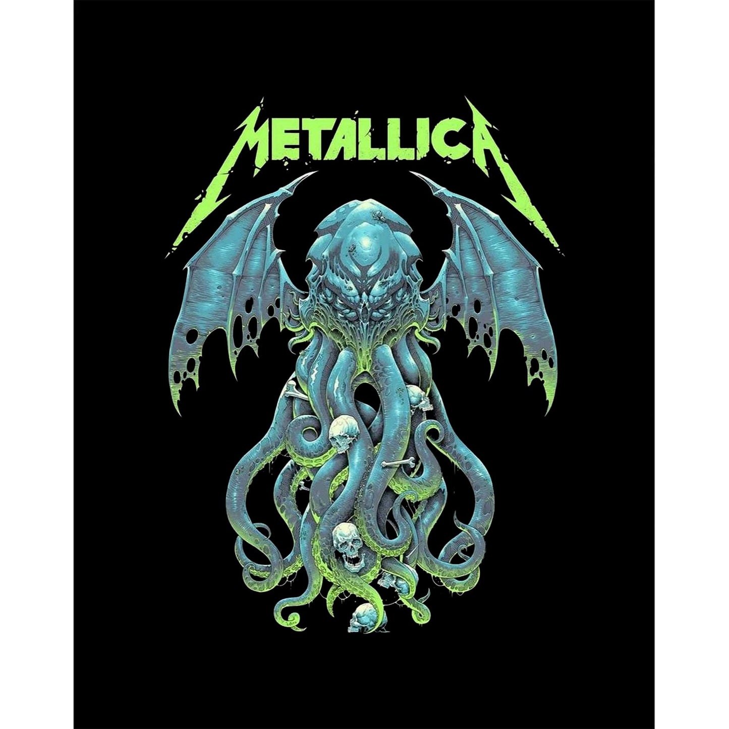 Metallica Octopus Bat Siyah Büyük Sırt Patch Yama