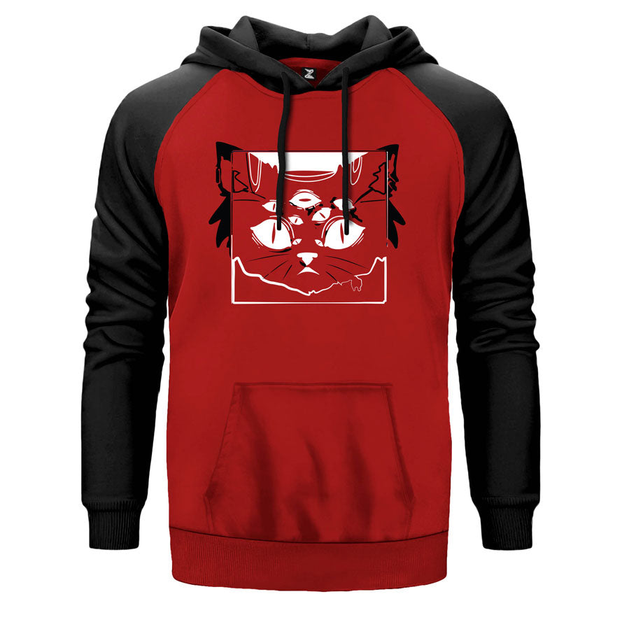 Cat Chakra Çift Renk Reglan Kol Sweatshirt