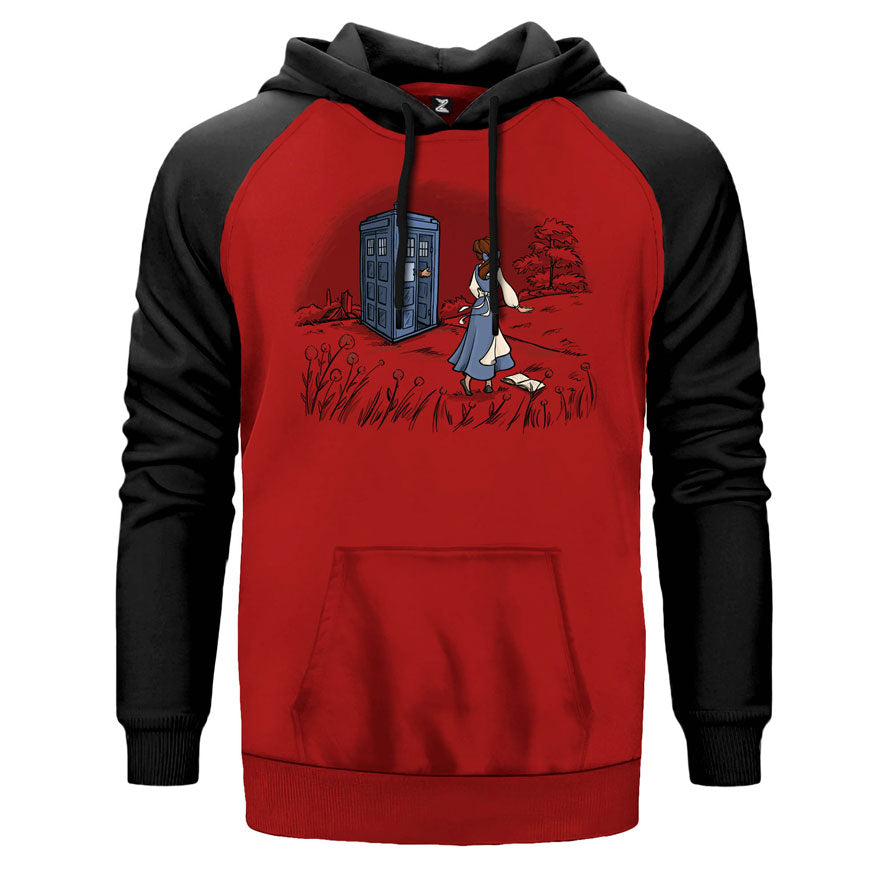 Doctor Who çift renk reglan kol kapşonlu sweatshirt - kırmızı