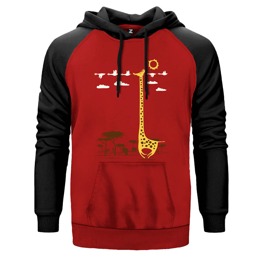 Zürafa Mutlu Çift Renk Reglan Kol Sweatshirt