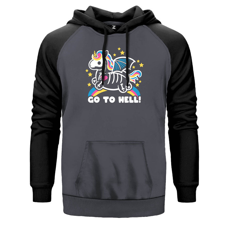 Unicorn Go To Hell Çift Renk Reglan Kol Sweatshirt