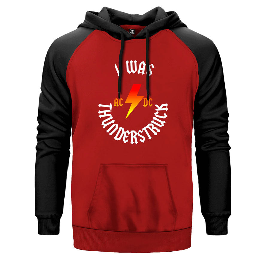 AC DC I Was Thunderstuck Çift Renk Reglan Kol Sweatshirt