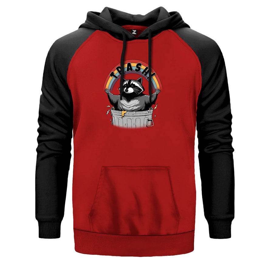 Thrasher Rainbow çift renk reglan kol kapşonlu sweatshirt - kırmızı