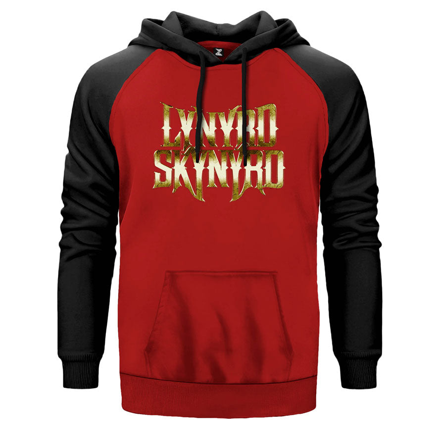 Lynyrd Skynyrd çift renk reglan kol kapşonlu sweatshirt - kırmızı