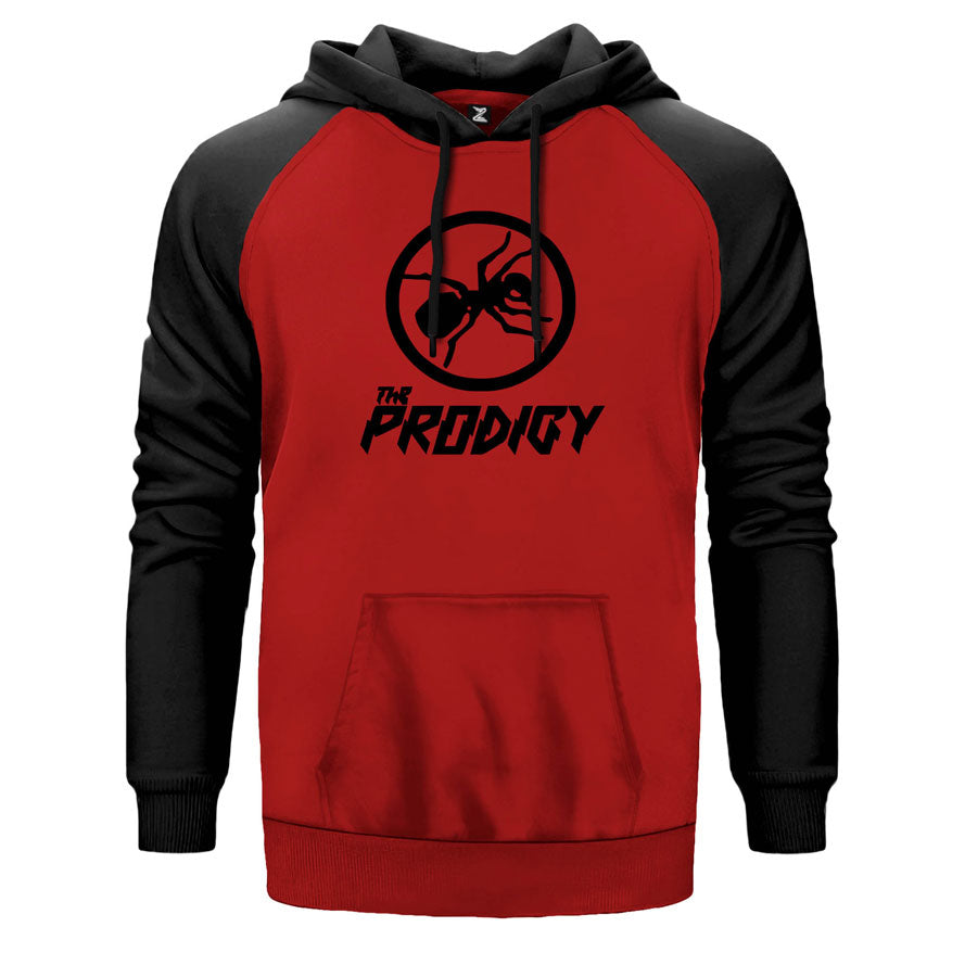 The Prodigy Ant çift renk reglan kol kapşonlu sweatshirt - kırmızı