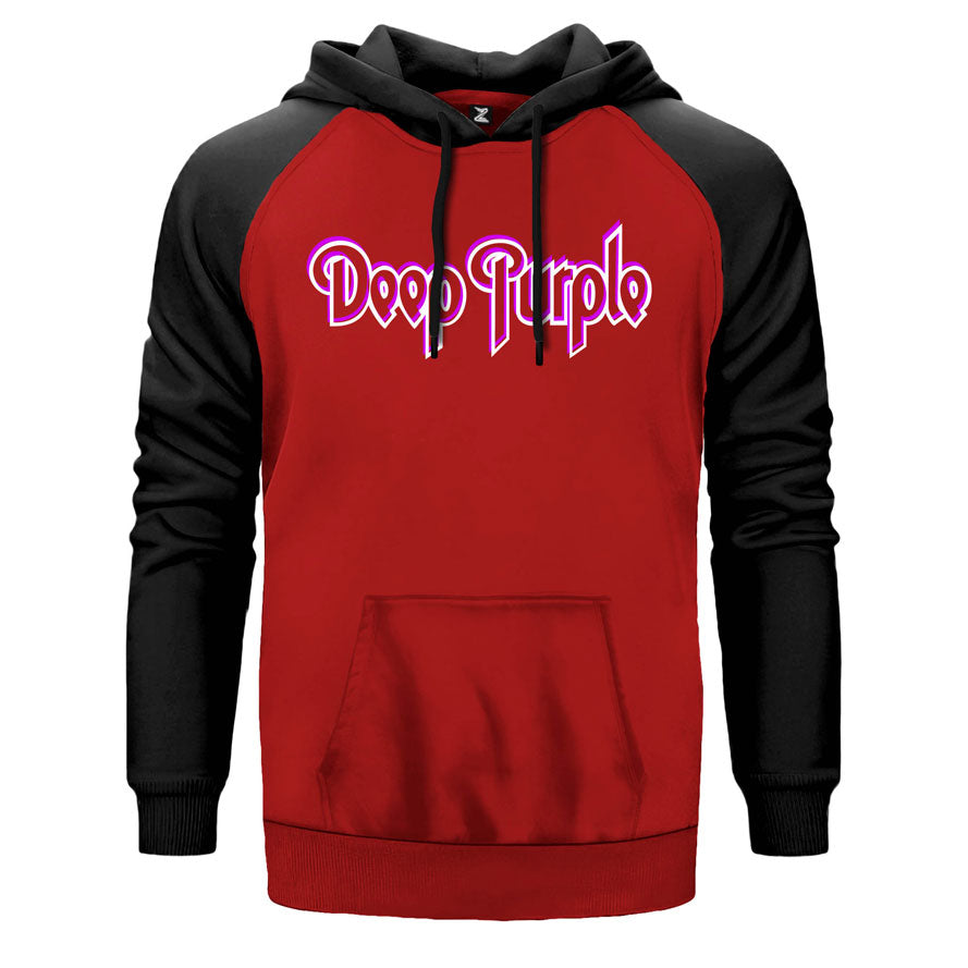 Deep Purple Logo Outline Çift Renk Reglan Kol Sweatshirt