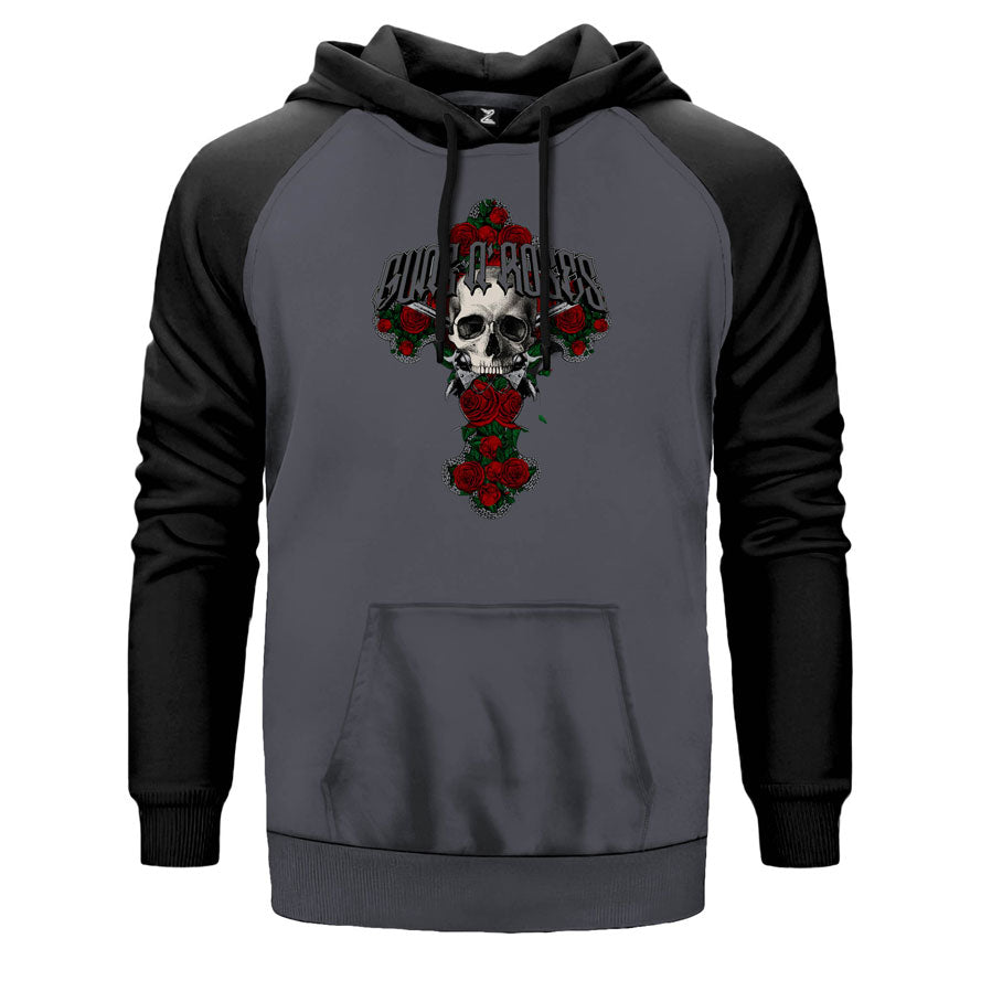 Guns N Rosses Skull Çift Renk Reglan Kol Sweatshirt