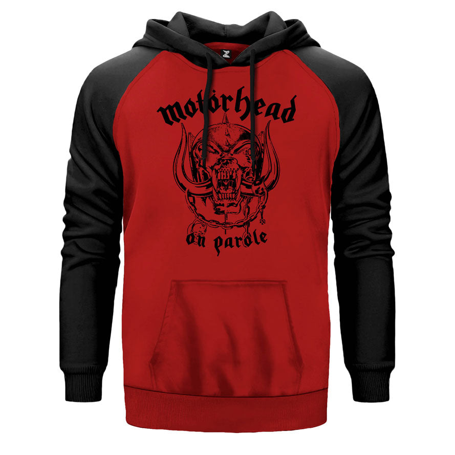 Motörhead On Parole çift renk reglan kol kapşonlu sweatshirt - kırmızı
