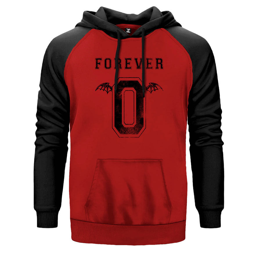 Avenged Sevenfold Zero çift renk reglan kol kapşonlu sweatshirt - kırmızı