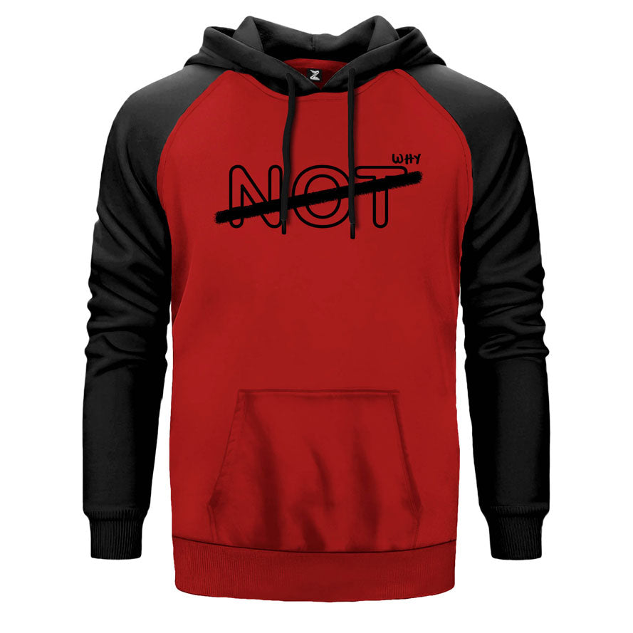 Why Not çift renk reglan kol kapşonlu sweatshirt - kırmızı